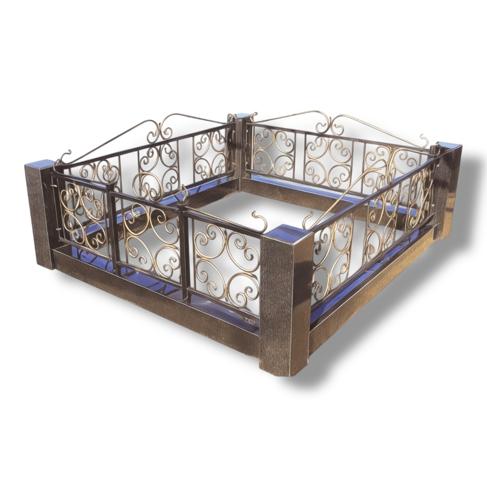 Гранитная ограда с элементами ковки Верба 1.8*2.0 м. Габбро-диабаз