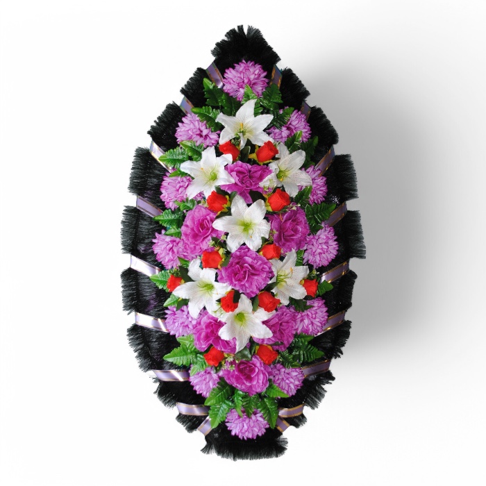 Арт. ВИС-004 Венок на похороны из искусственных цветов 100 см,