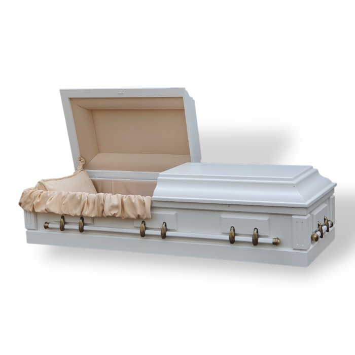 Гроб Магнум Белый Двухкрышечный