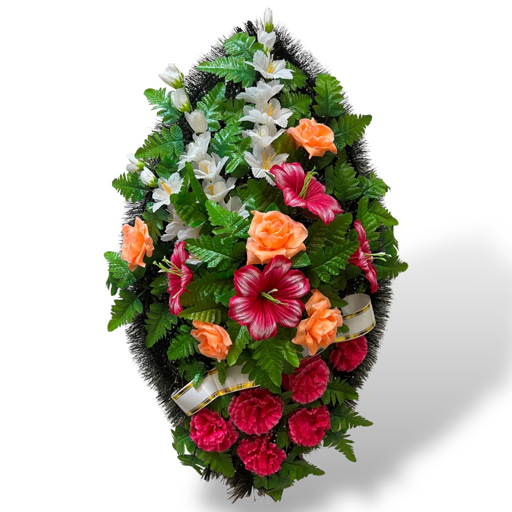 венок на похороны, венок из искусственных цветов, ритуальный венок, траурный венок, похоронный атрибут, венок артикул ВИЗ-010