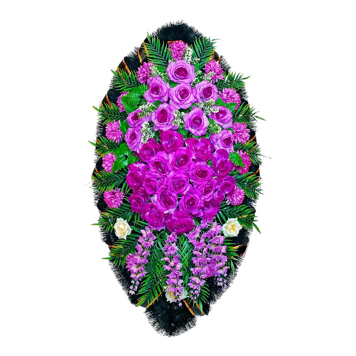 Арт. ВИЗ-046 Венок на похороны из искусственных цветов 100 см.