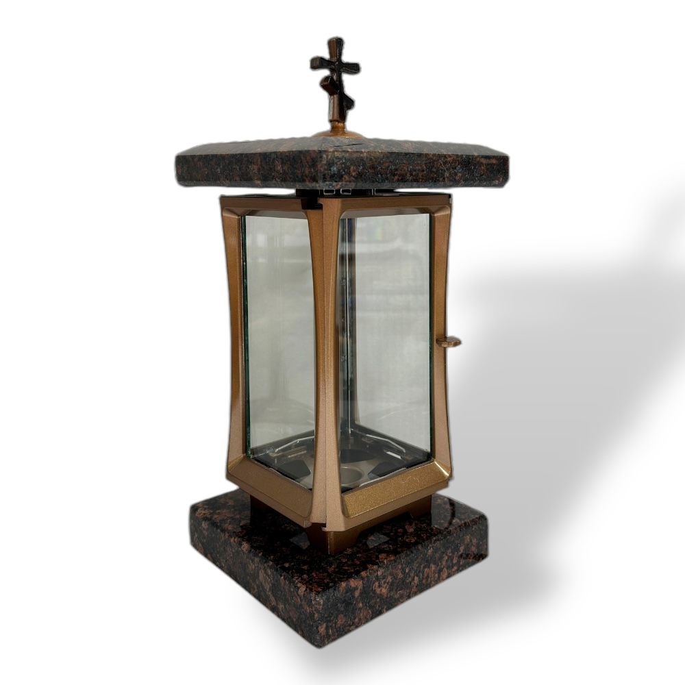 Арт. ЛГ-006 Лампада гранитная на кладбище 30 см. Габбро-диабаз гранит