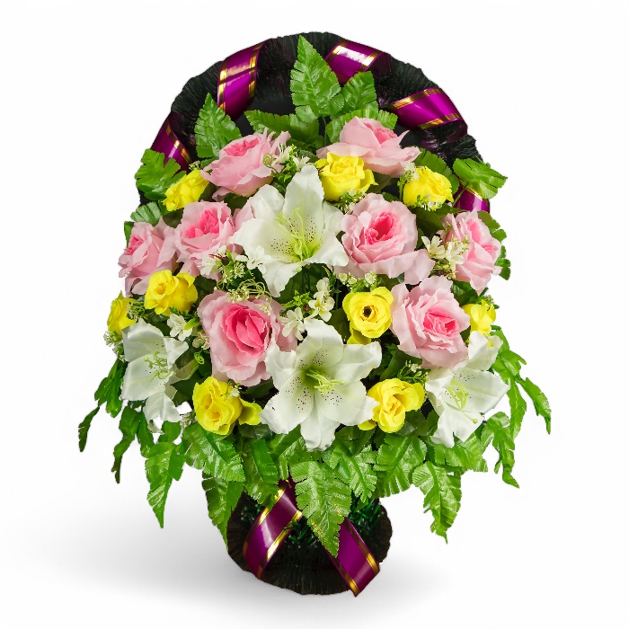 Арт. КИ-010 Корзина элитная на похороны из искусственных цветов 80 см.