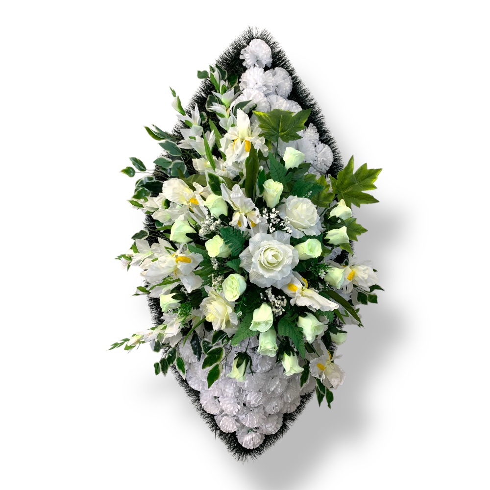 Арт. ВИ-127 Ритуальный венок из искусственных цветов на похороны 100 см.