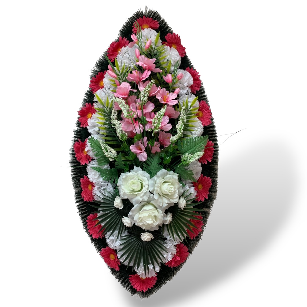 Венок на похороны артикул ВИЗ-027 – искусственные цветы, которые помогут выразить соболезнования. Доставка по городу, возможность оформления заказа онлайн по доступным ценам.