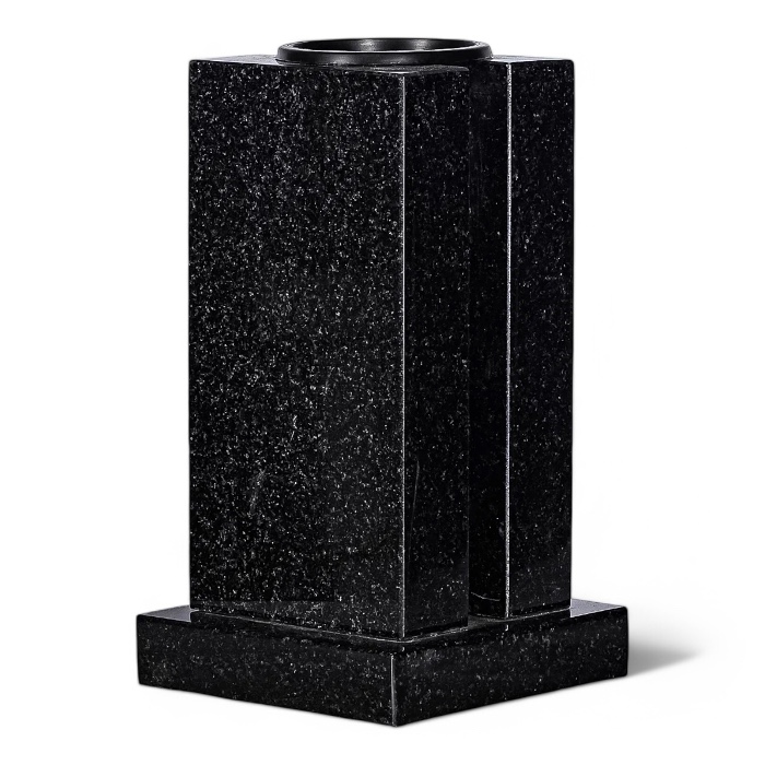 Арт. ВГ-004 Ваза гранитная прямая на кладбище Габбро-диабаз гранит