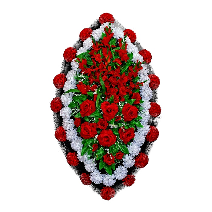 Арт. ВИЗ-045 Венок на похороны из искусственных цветов 100 см.