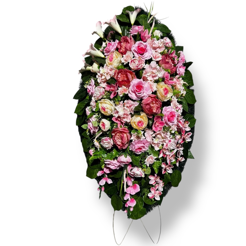 АРТ. ВП-015 Траурный венок из искусственных цветов "Премиум" на похороны 140 см.