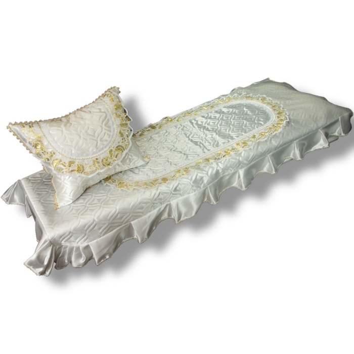 комплект в гроб, подушка+покрывало, атлас+термостежка+кружево, ритуальные товары, похоронные принадлежности, комплект для погребения, элитное оформление гроба, текстильные изделия для обряда.