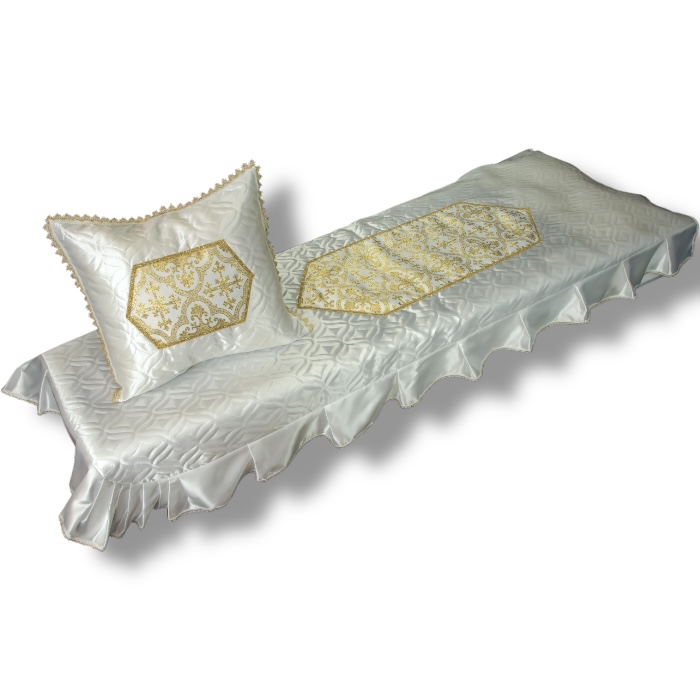 Арт: КР-012 Ладья.Комплект в гроб: подушка-покрывало атлас+термостежка+парча