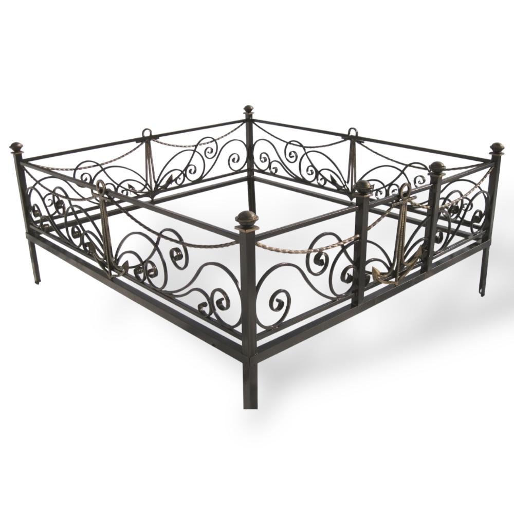 Арт. КО-044 Кованная ограда на могилу Морская 1.8*2.0 м. Hammerite