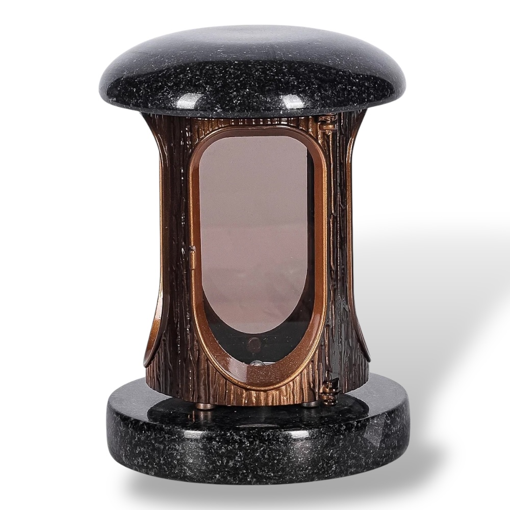 Арт. ЛГ-001 Лампада из гранита без креста на кладбище 30 см. Габбро-диабаз гранит