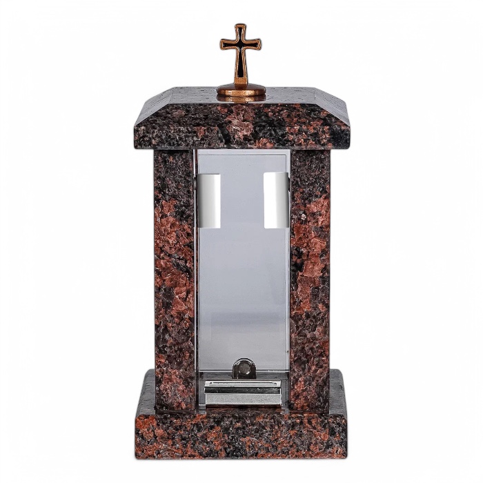 Арт. ЛГ-005 Лампада гранитная квадратная на кладбище 30 см. Аврора гранит