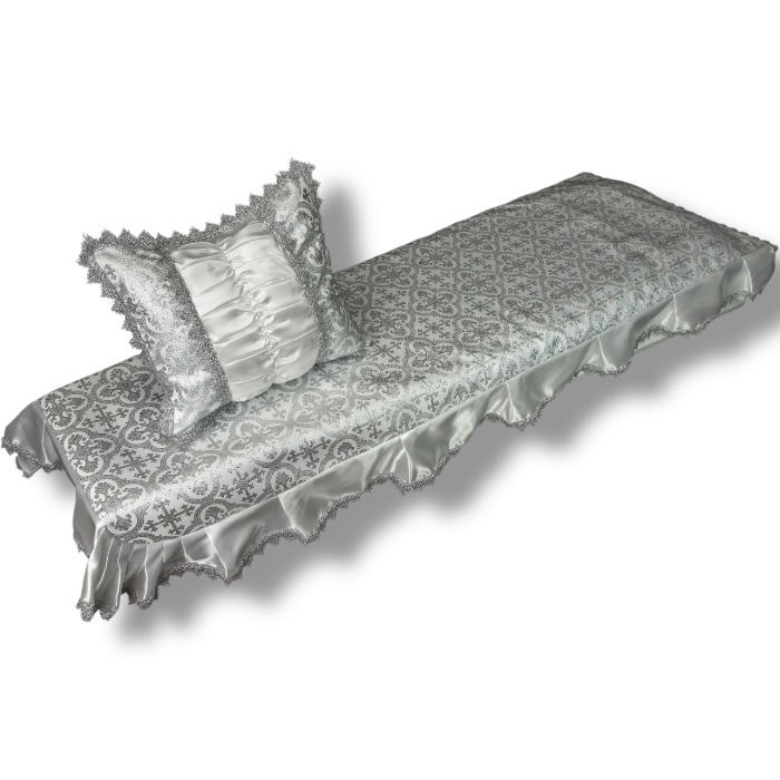 купеческое покрывало, подушка в гроб, комплект в гроб, атлас и парча, ритуальные принадлежности, артикул КР-015