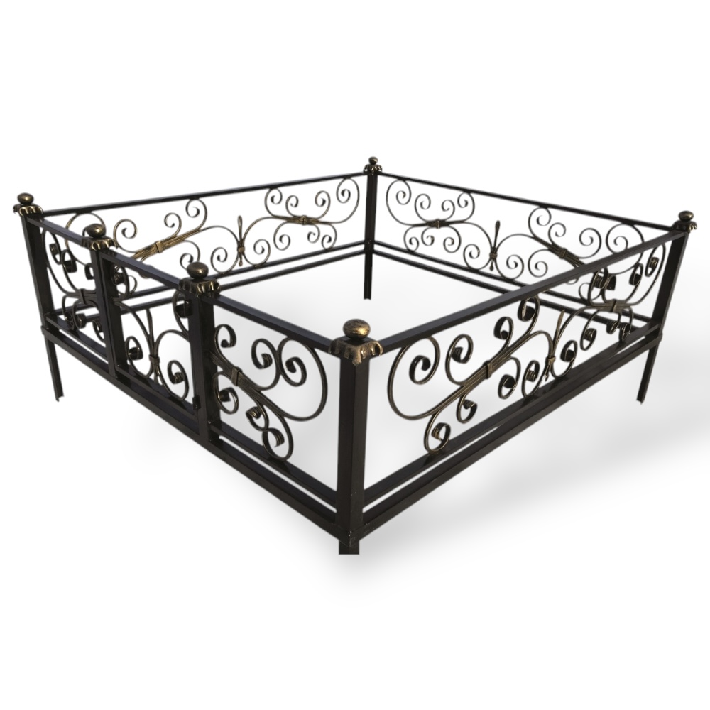 Арт. КО-039 Кованная ограда на могилу Лагуна 1.8*2.0 м. Hammerite