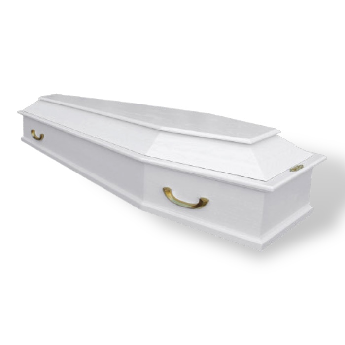 Гроб Сапеле 6-ти гранный Белый Колода