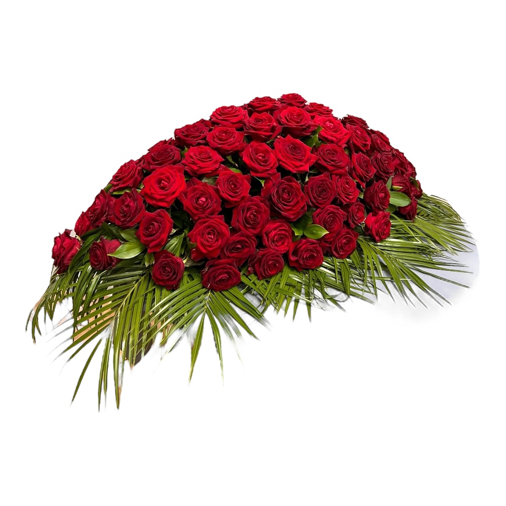 траурная композиция, живые цветы, розы на гроб, ритуальные цветы, траурные букеты, ТК-020