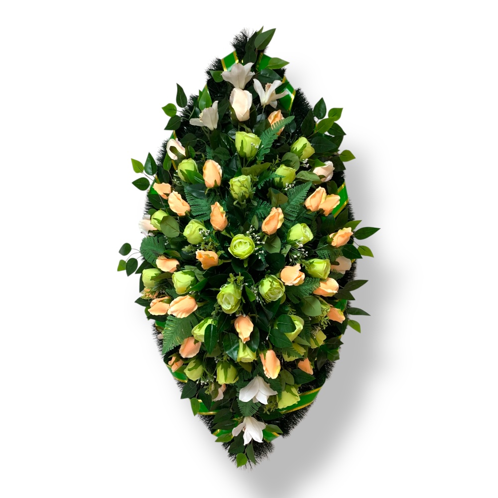Ритуальный венок, венок на похороны, искусственные цветы, траурный венок, ритуальные принадлежности, венок для церемонии прощания, мемориальный венок, похоронные атрибуты, венок артикул ВИ-096.