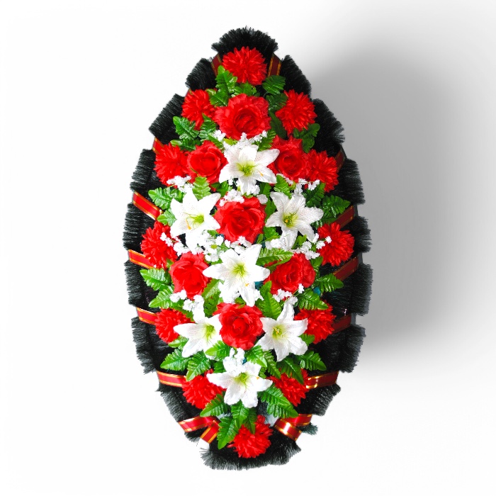 Арт. ВИС-007 Венок на похороны из искусственных цветов 100 см.