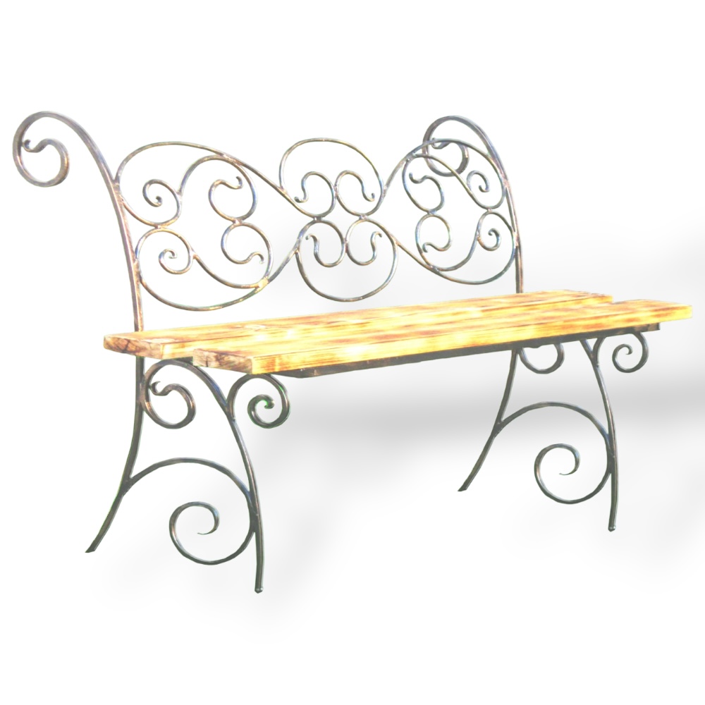 Арт. СМ-016 Лавка кованая Ажурная на могилу 1000х400 Нитро