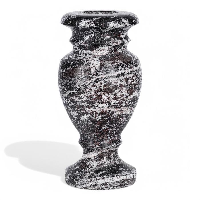 Арт. ВГ-009 Ваза из Гранита классическая на кладбище 30 см. 18 цветов Гранатовый амфиболит гранит.