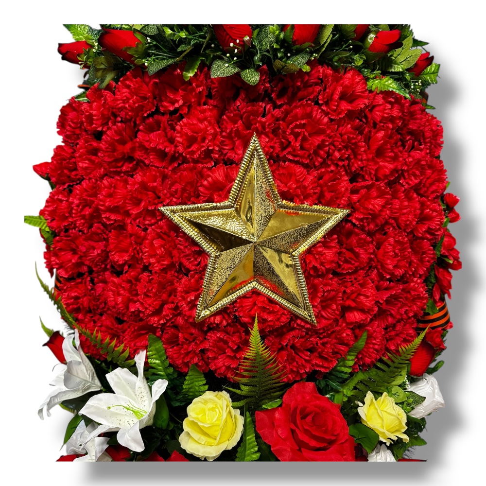 Арт. ВИ-308 Ритуальный венок из искусственных цветов на похороны 100 см.