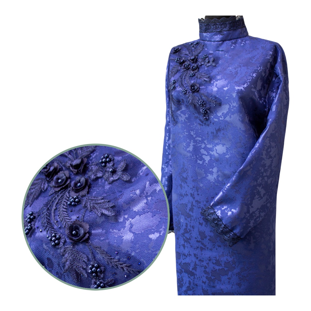 Арт. РО-004 Платье ритуальное "Сакура-премиум" синий на похороны 46 размер.