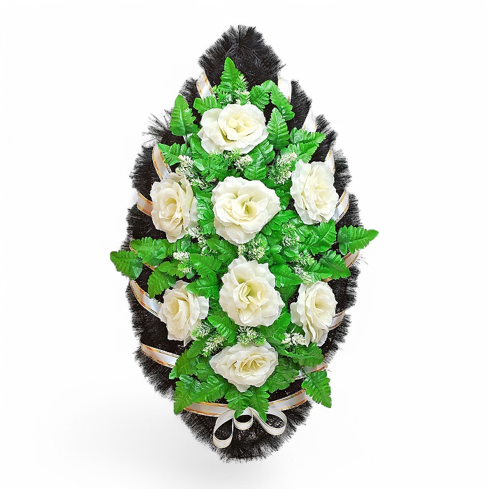 венок на похороны, венок из искусственных цветов, ритуальный венок, траурный венок, похоронный атрибут, венок артикул ВИС-010, искусственные цветы, ритуальные услуги.