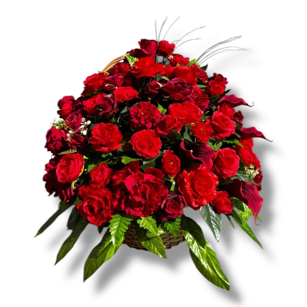 корзина на похороны, искусственные цветы, ритуальные корзины, траурные аксессуары, похоронные атрибуты, корзина с цветами, ритуальная атрибутика, цветы на похороны.