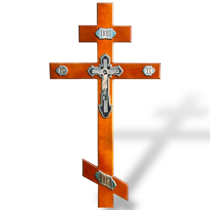 Арт. КДС-43 Крест на могилу сосновый с цветной печатью светлый