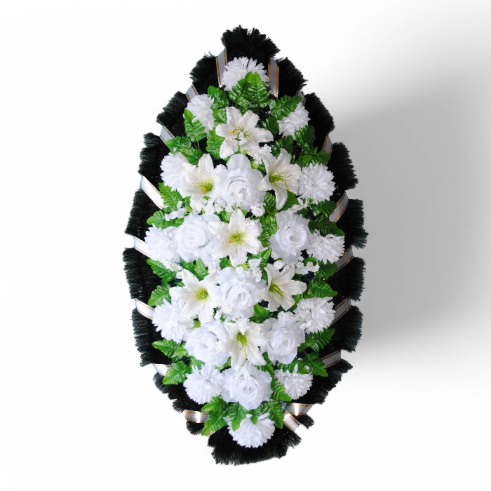 Арт. ВИС-006 Венок на похороны из искусственных цветов 100 см.