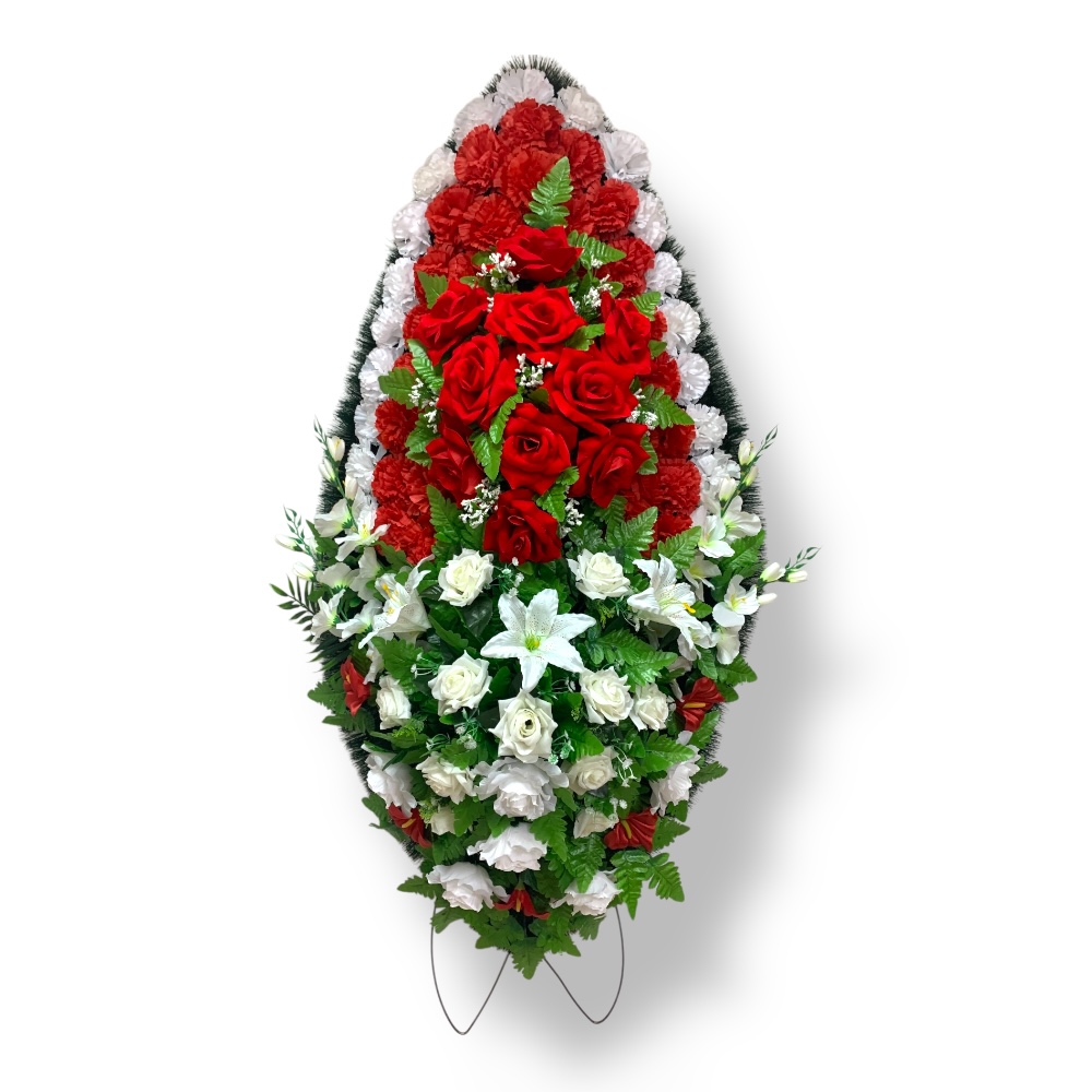 Ритуальный венок, венок на похороны, искусственные цветы, траурный венок, ритуальные принадлежности, венок для церемонии прощания, мемориальный венок, похоронные атрибуты, венок артикул ВИ-041.