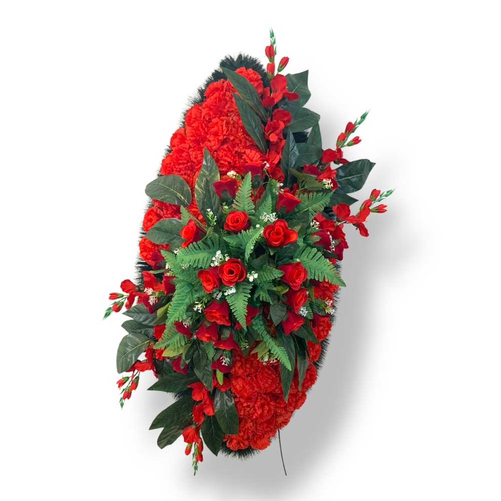 Ритуальный венок, венок на похороны, искусственные цветы, траурный венок, ритуальные принадлежности, венок для церемонии прощания, мемориальный венок, похоронные атрибуты, венок артикул ВИ-079.