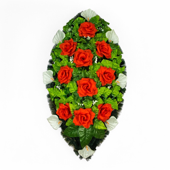 венок на похороны, венок из искусственных цветов, ритуальный венок, траурный венок, похоронный атрибут, венок артикул ВИС-014, искусственные цветы, ритуальные товары.