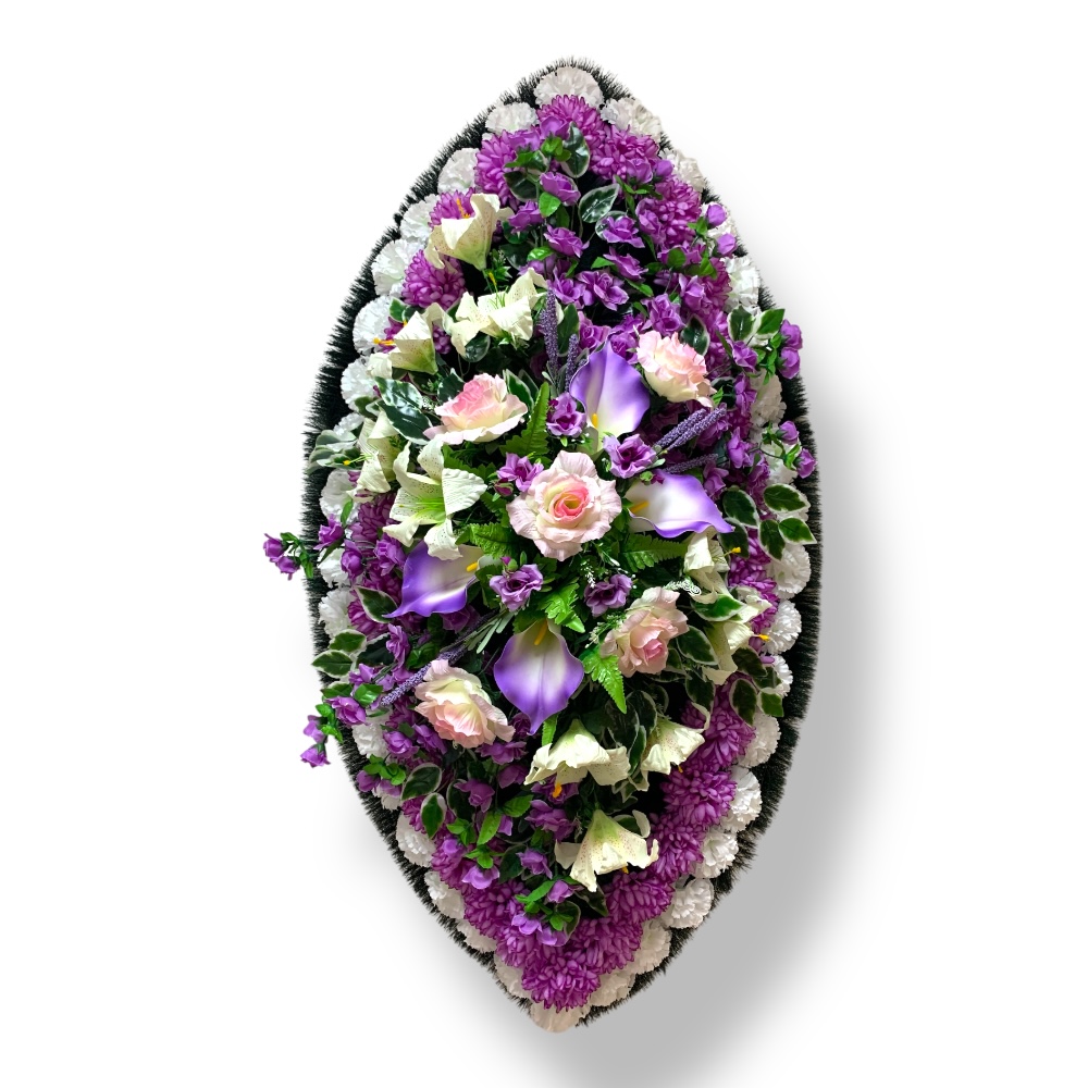 Арт. ВИ-087 Ритуальный венок из искусственных цветов на похороны 100 см.