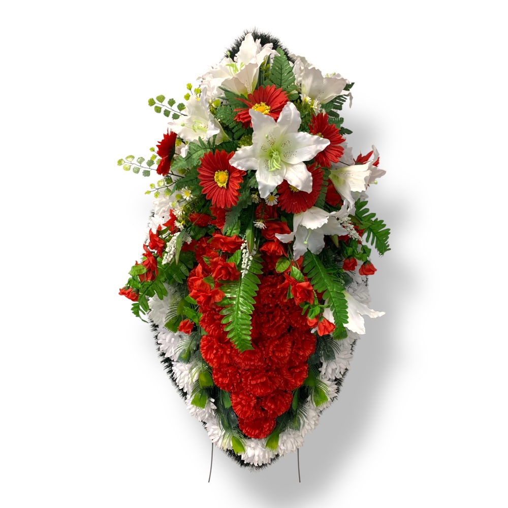 Арт. ВИ-109 Ритуальный венок из искусственных цветов на похороны 100 см.