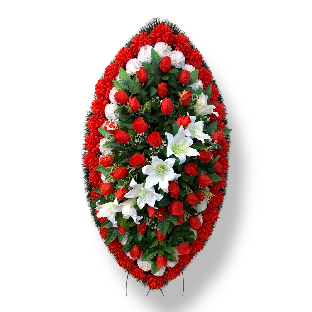 Арт. ВИ-122 Ритуальный венок из искусственных цветов на похороны 100 см.