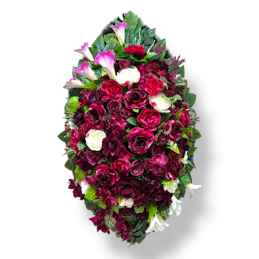 АРТ. ВП-005 Траурный венок из искусственных цветов "Премиум" на похороны 140 см.