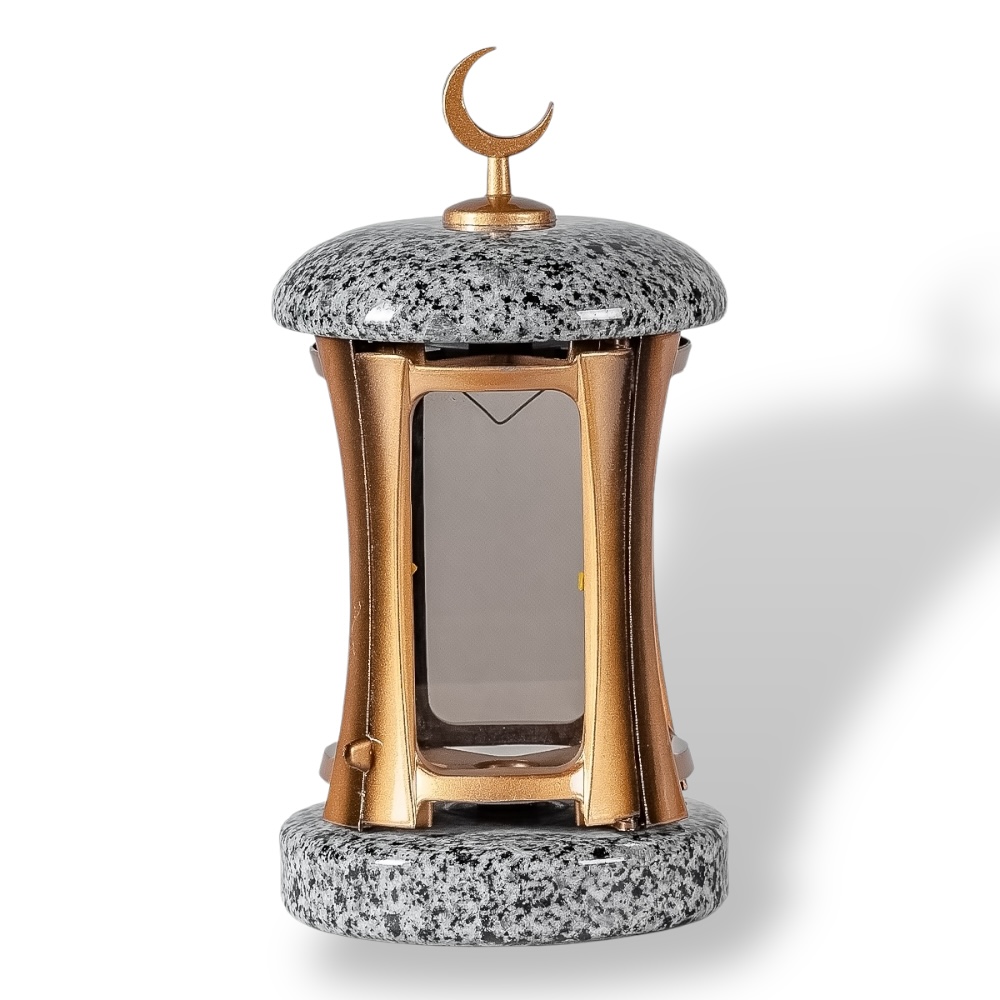 Арт. ЛГ-003 Лампада гранитная с полумесяцем на кладбище 30 см. Покостовский гранит