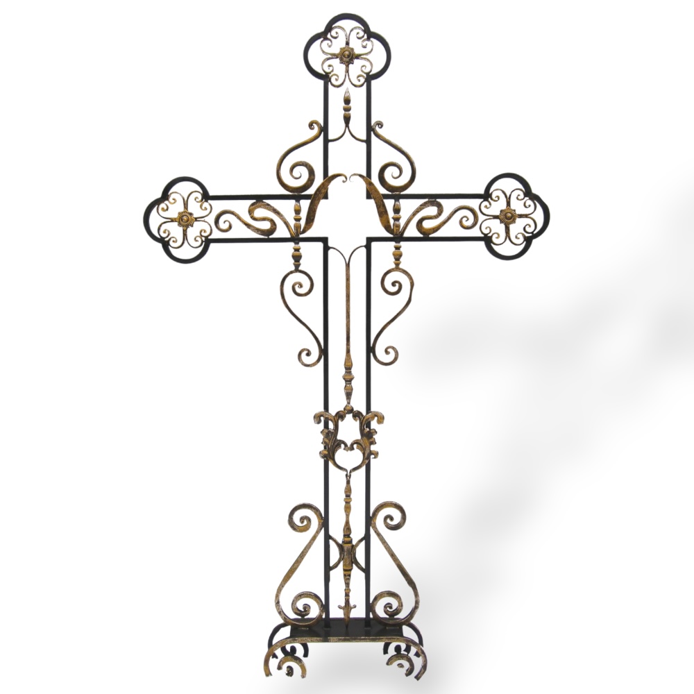крест кованный, крест на могилу, артикул КК-001, размер 1700х950, ритуальные изделия, металлические кресты, надгробные памятники, мемориальные изделия.